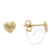 Brinco Coração Fosco e Diamantado 6mm Ouro 18k