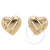 Brinco Coração Fosco e Diamantado 6mm Ouro 18k