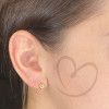 Brinco Coração Fosco e Diamantado 6mm Ouro 18k