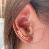 Brinco Ear Cuff Quadrado Diamantado Ouro 18k