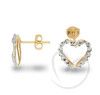 Brinco Coração Duplo Diamantado Ouro 18k