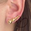Brinco Ear Cuff Cinco Bolas Diamantadas Ouro 18k