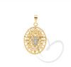 Pingente Oval Bordada com Cruz de Diamantes Ouro 18k