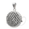 Pingente Relicário Redondo Diamantado Ouro Branco 18k