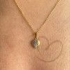 Pingente Coração Tricolor Diamantado Ouro 18k