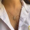 Pingente Sagrado Coração de Jesus Bordado com Pedras de Zircônia Grande Ouro 18k