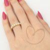 Anel Meia Aliança 6 Diamantes 11 pontos Ouro 18k